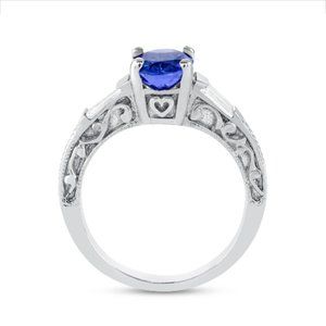 14K White Gold Diamond and Tanzanite Engagement Ring